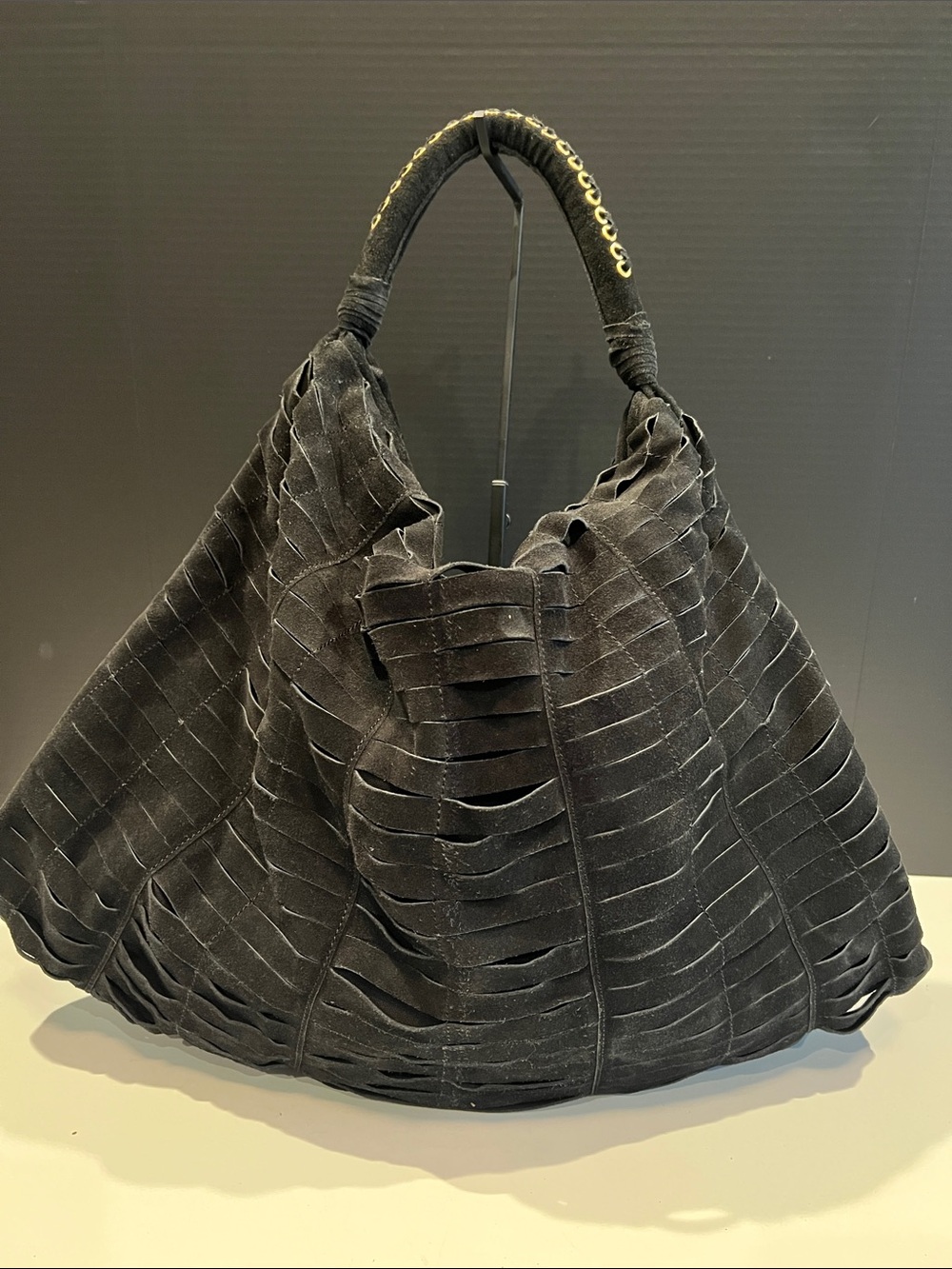 Steven By Steve Madden large Black Suede Slouch Hobo with Wrapped Handle